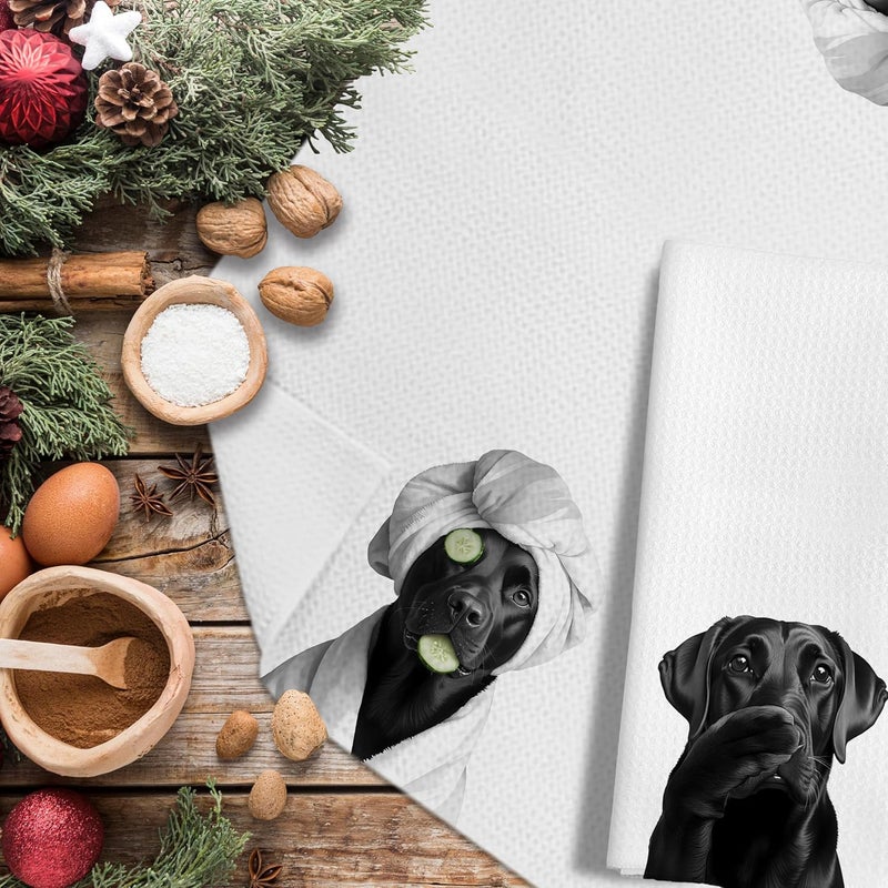 LUKIPOM Funny Black Labrador Retriever Hand Towels for Bathroom Decor, Black Lab Gifts,Dog Mom Gifts, Dog Bathroom Decor, Funny Kitchen Towels, 16x24 Inches - Image 4